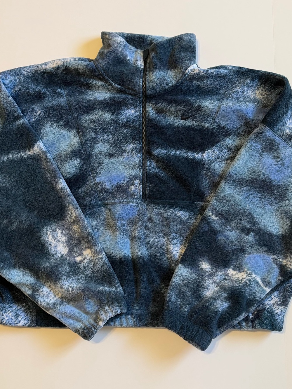 Nike Women’s Blue and Black Tie-Dye Half-Zip Fleece Pullover